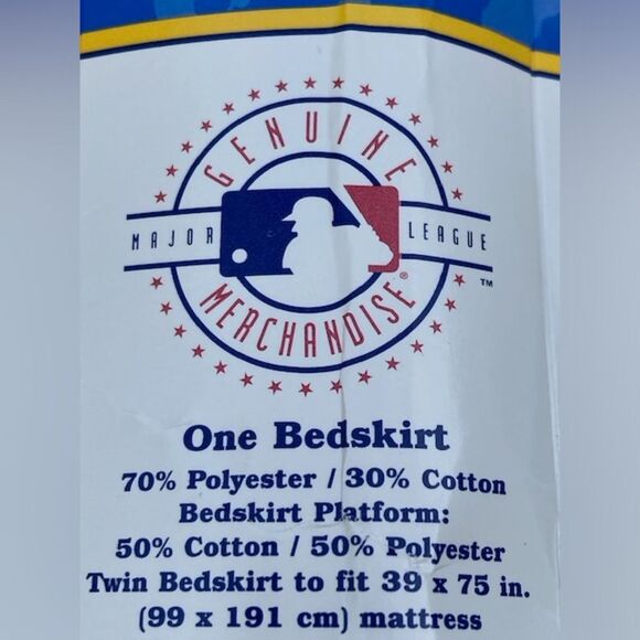 Baseball MLB Logo Retro Bedskirt for Twin Bed Made in USA Open Package - Picture 9 of 16